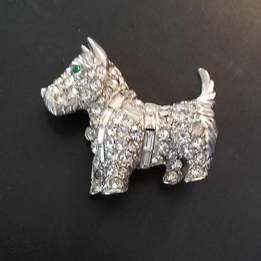 Silver Crystal Dog Brooch - Sparkling Pet Pin
